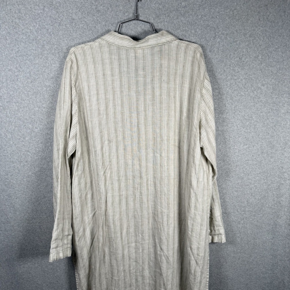 Hot Cotton Linen Dress Womens Large Button Up Beige Long - Picture 2 of 8